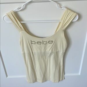 bebe Embellished Cream Tank Top